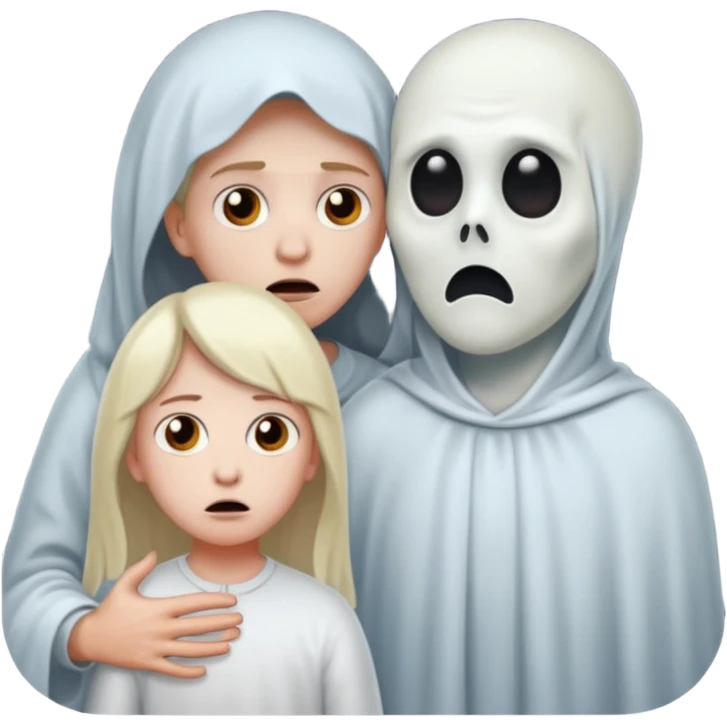 Brother is scared with 1 ghost and girl's mom takes ghost away emoji
