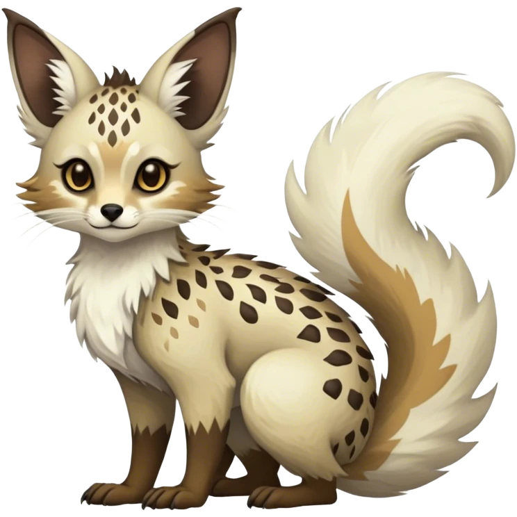 Feral Rare Fantasy Vernid-Trico-species by LiLaiRa, random markings, tufted tail, tufted ears, full body emoji