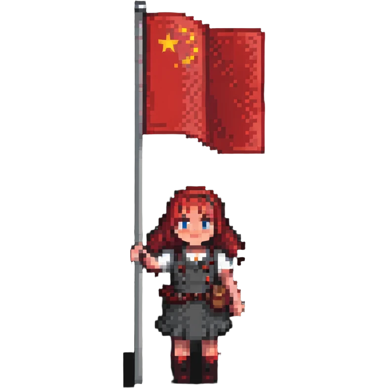 girl holding red flag emoji