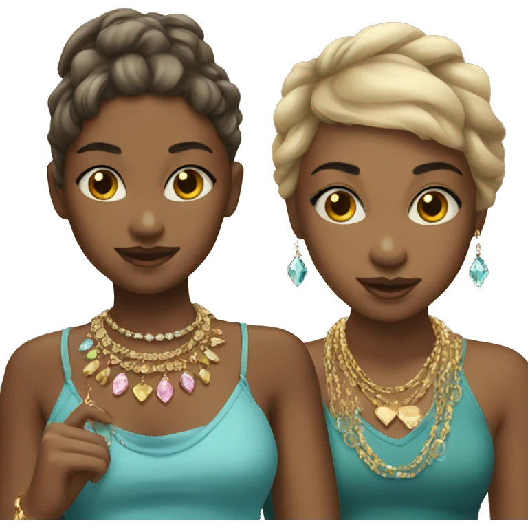 Girl and girl with jewelry emoji