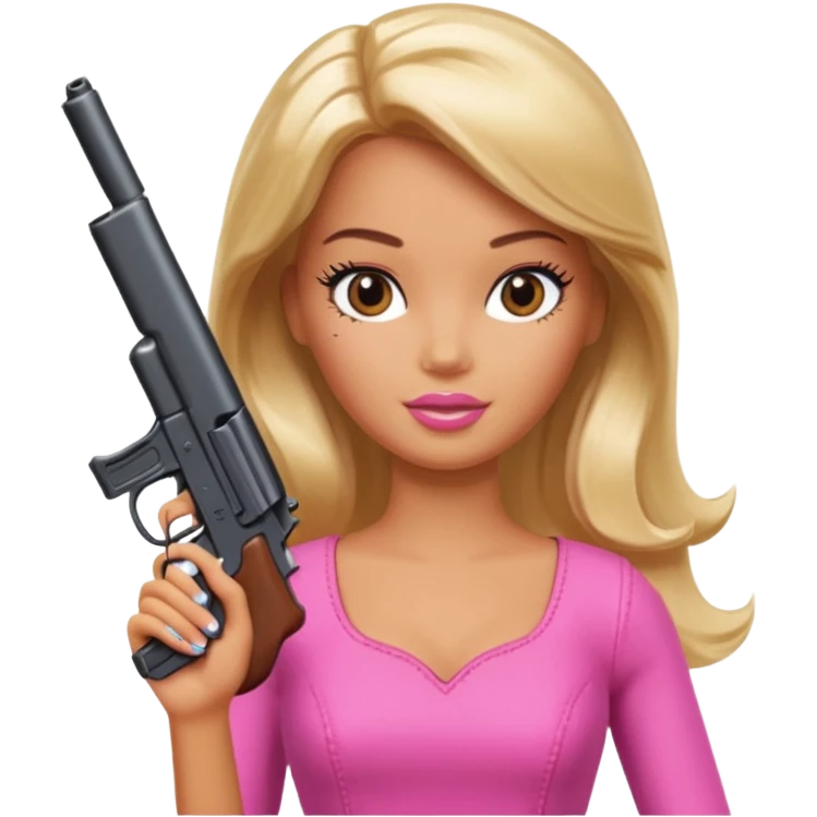 barbie holding a gun  emoji