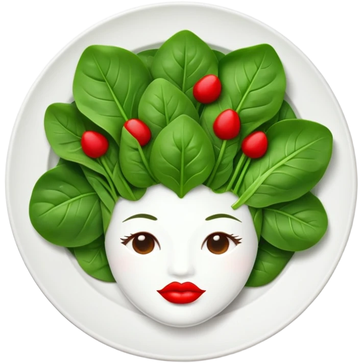 Spinach with red lips emoji