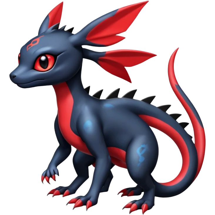 Cute Shiny Guilmon-Salandit-Umbreon-Fakémon-hybrid-creature (full body)  emoji