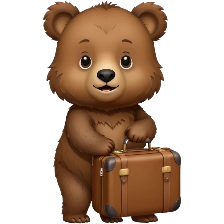 Baby Grizzly bear with a suitcase emoji