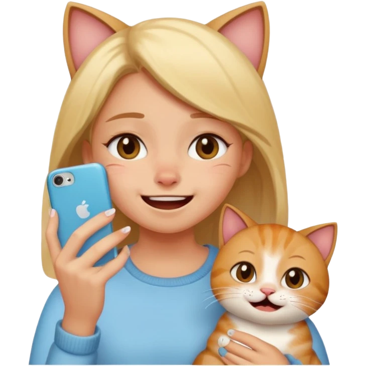Girl crying laughing at a funny cat video on her phone emoji