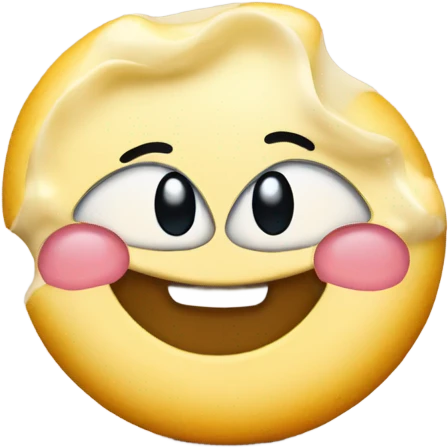 smiling emoji with the mayonnaise on top of it, blushing satisfied emoji
