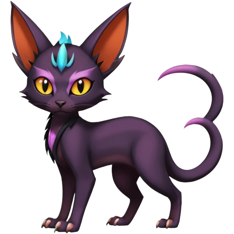Black edgy Noivern-Noibat-Torracat-Sphynx-Lykoi-Caracal-cat-Fakemon-fusion-hybrid-creature emoji