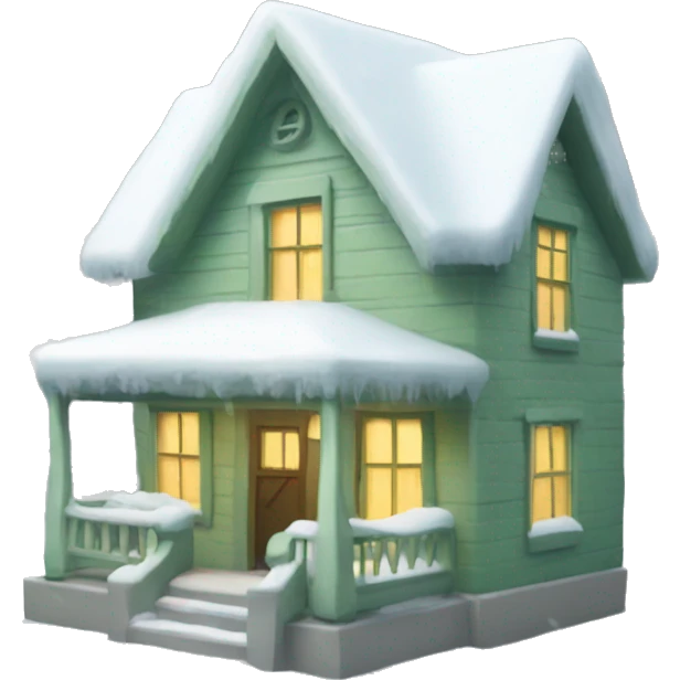 Sage green House covered with Snow  emoji