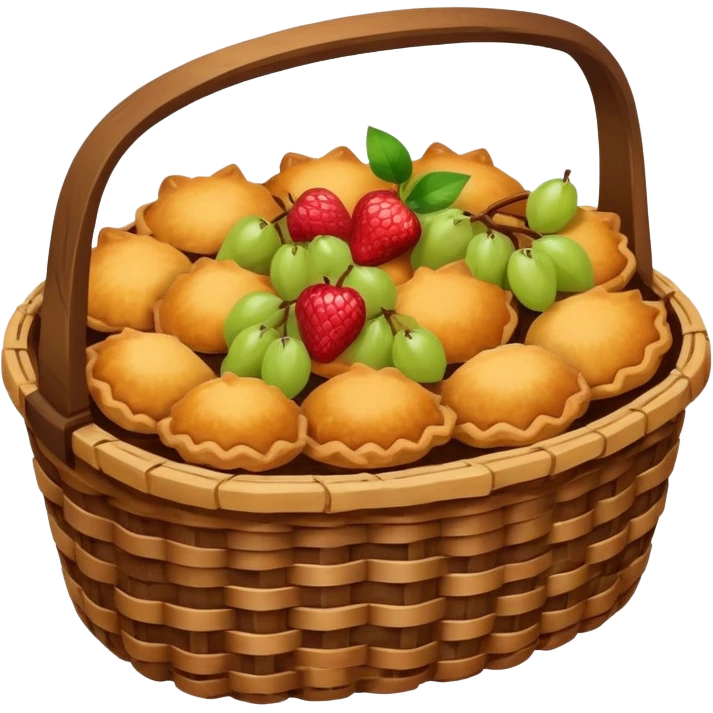 Brown wicker basket with pies emoji