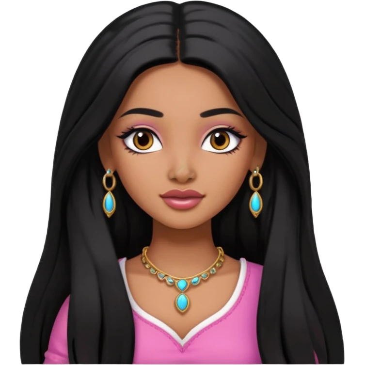 Indian Barbie with black long hair and a nose piercing  emoji