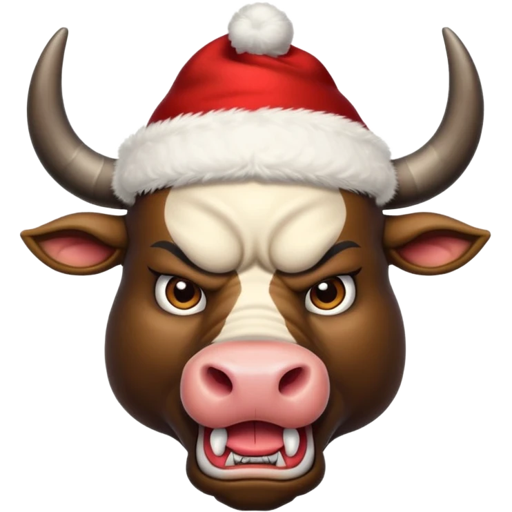 angry winter New Year's with black horns bull emoji emoji