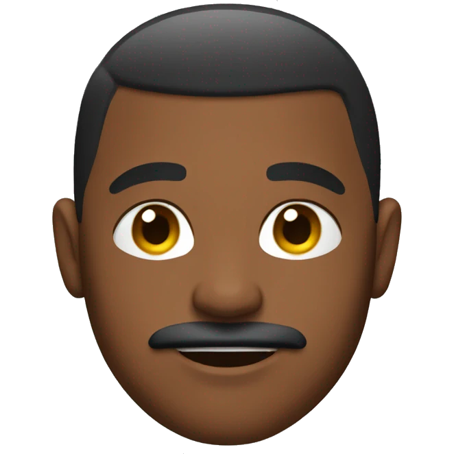 brown skin man with buzzcut and mustache emoji