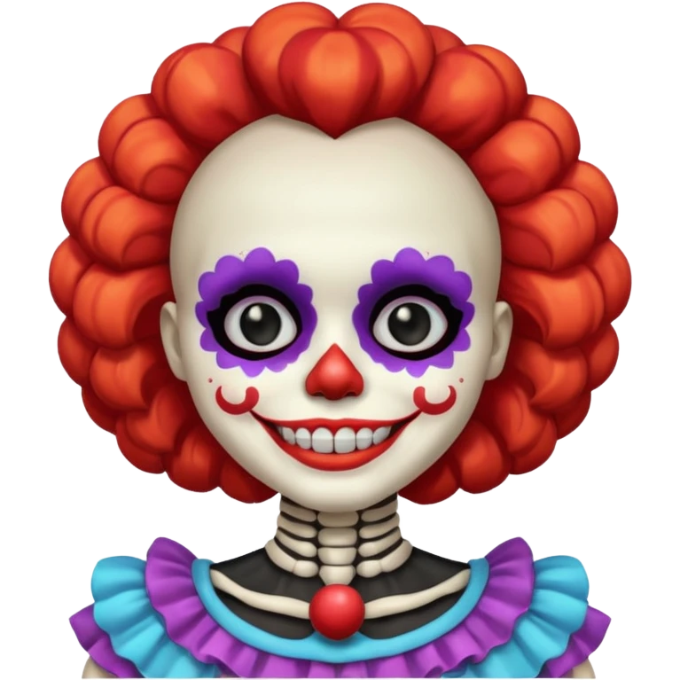 cute skeleton woman clown with makeup emoji