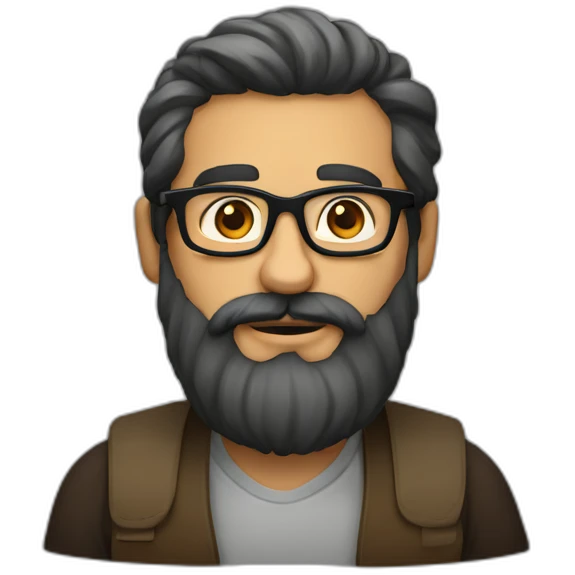 barbu brun à lunettes emoji