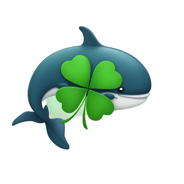 Four-leaf clover-breathing whale emoji