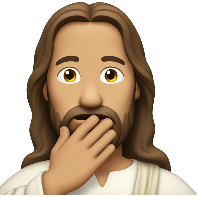 jesus listening with hand over ear emoji