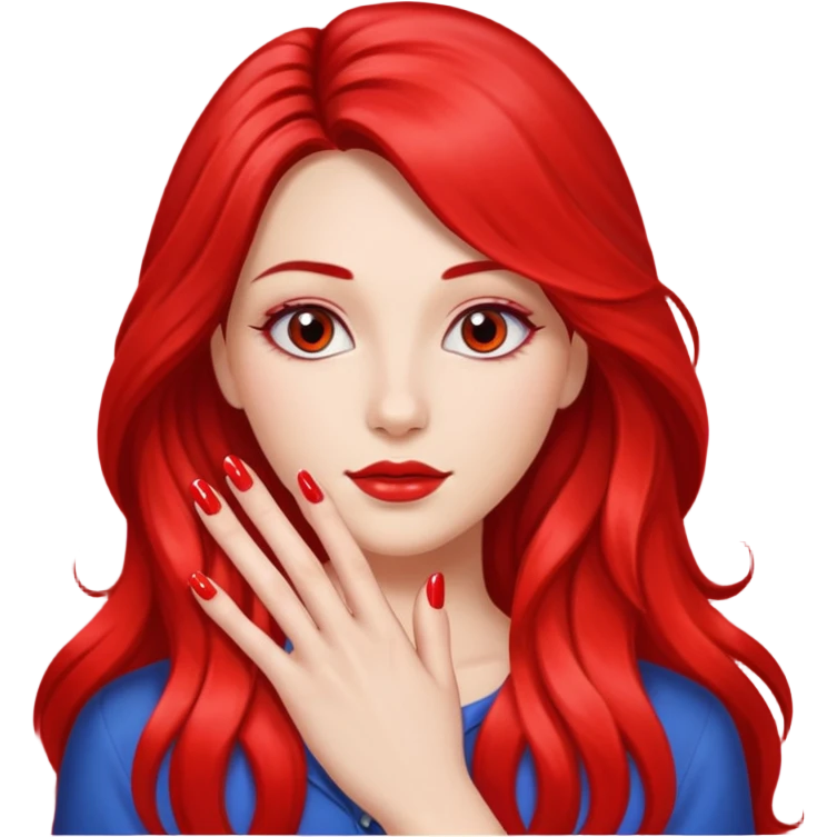 long haired woman nail art on nails emoji