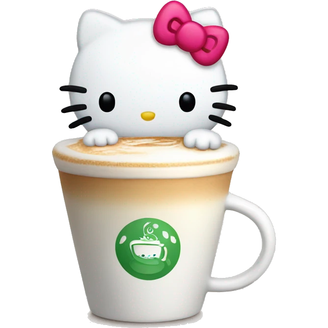 Hello kitty holding a latte emoji