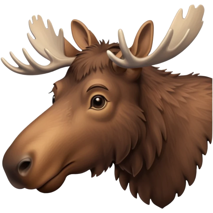 A high-resolution digital illustration of a young moose in a clean, semi-realistic style. The young moose is shown facing sideways head tilted  emoji
