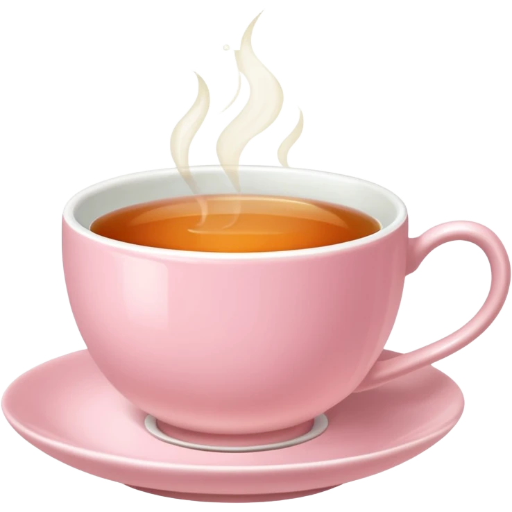 Light pink ceramic teacup with herbal tea, pastel background emoji
