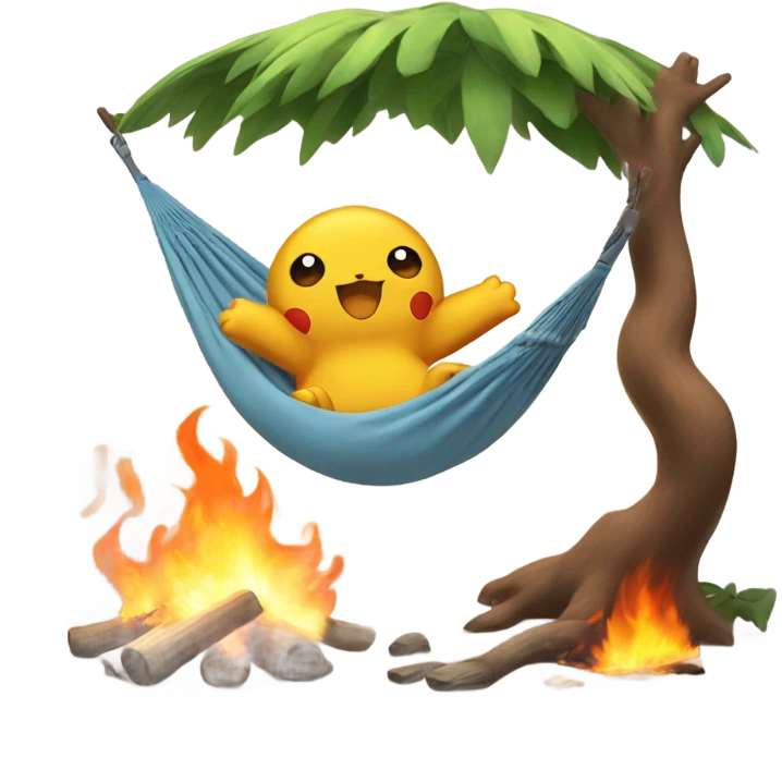 Snorelax the Pokémon is chillin in a hammock while everything is on fire emoji