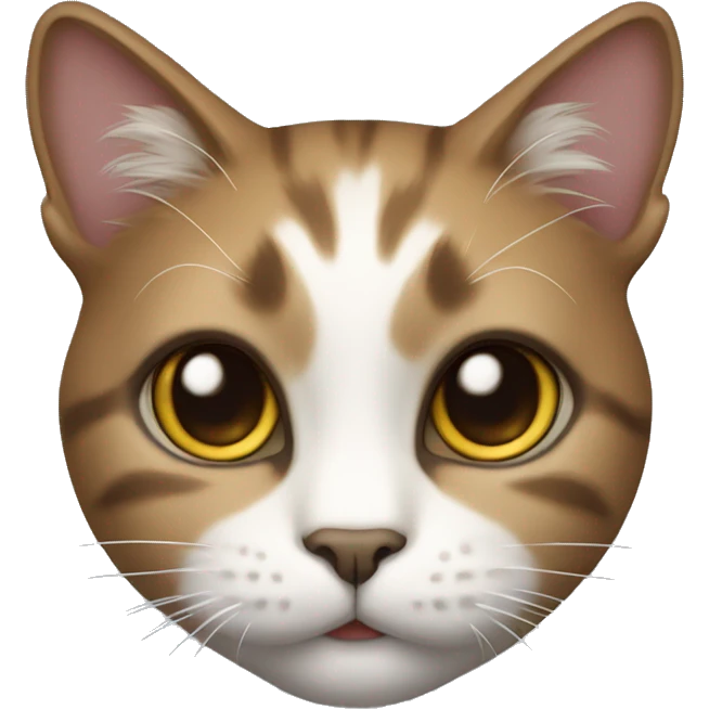 Realistic cat with white face and chest and dark grayish brown fur around eyes emoji