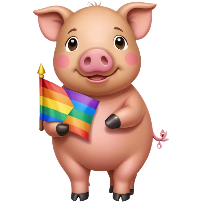 Gay pig holding pride flag emoji