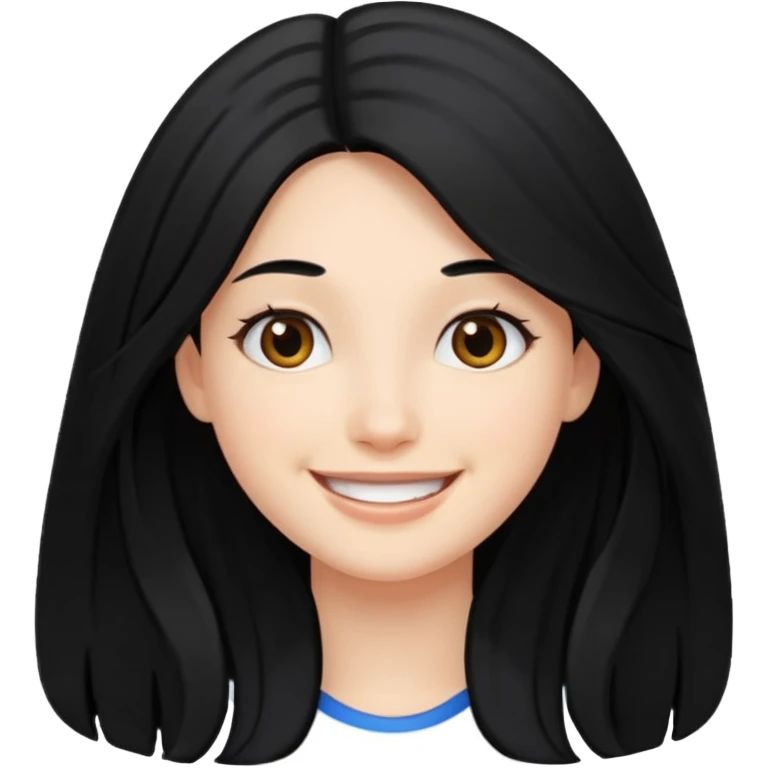 Long black hair, pretty face emoji