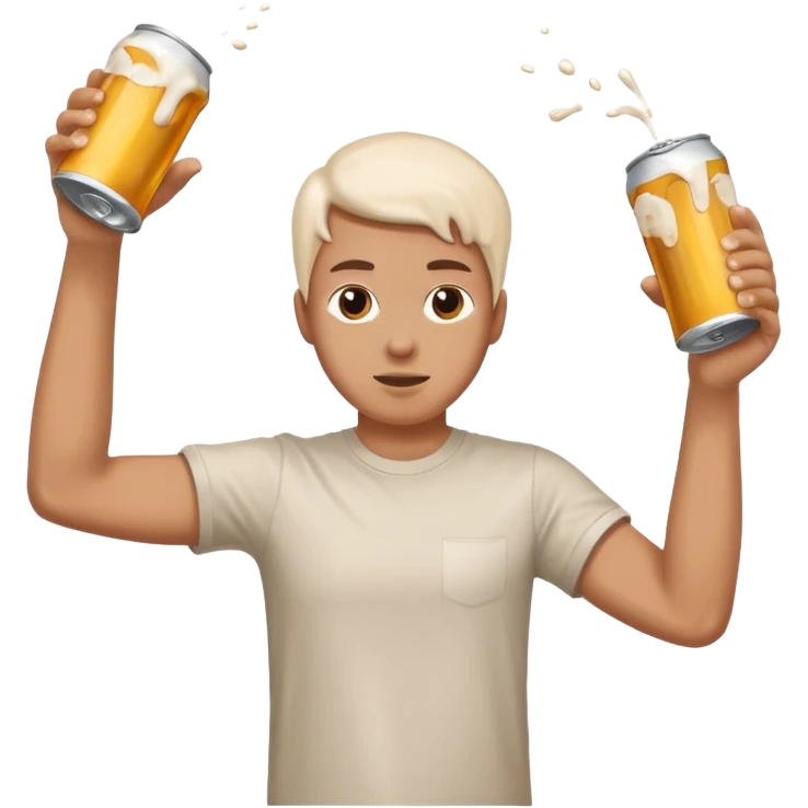 throwing beer can with the arm up in the air with spills from the can emoji
