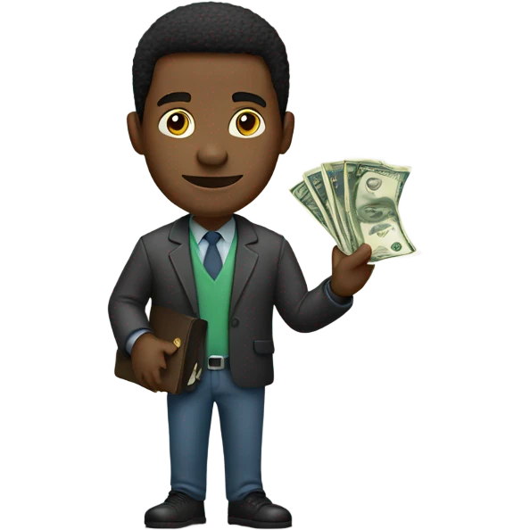 Black man holding money bills emoji