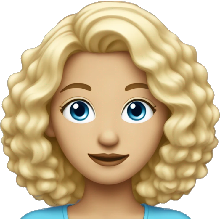 Une femme blonde avec yeux bleus et cheveux bouclés  emoji
