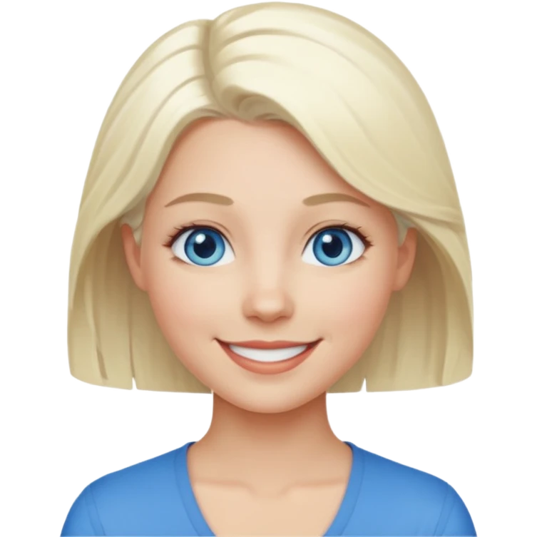 Emily Armstrong with platinum blonde hair, blue eyes emoji