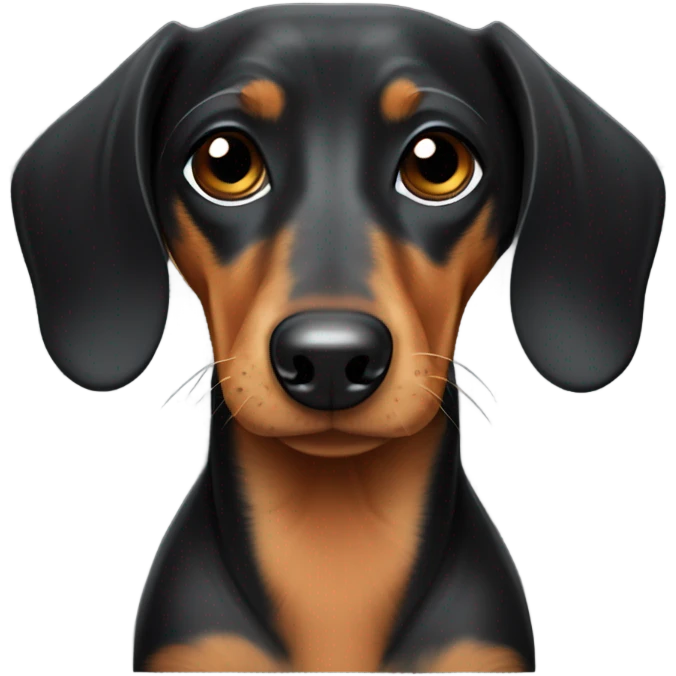 Black and tan short haired dachshund with dark eyes emoji