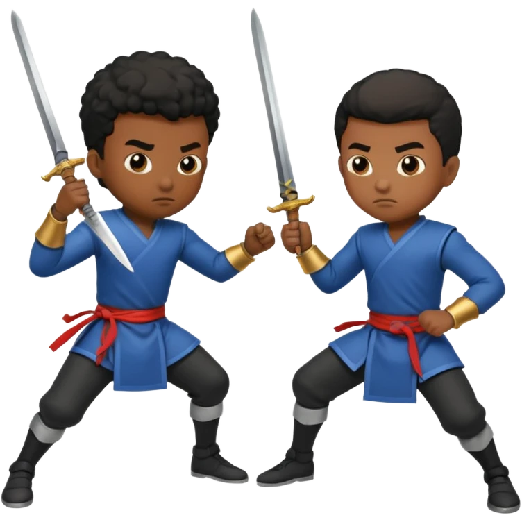 2 black boys sword fighting  emoji