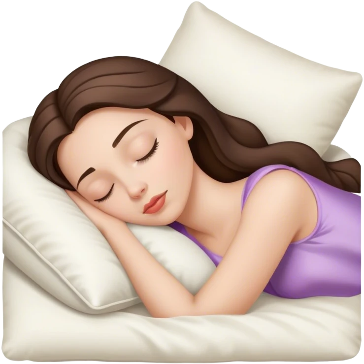 sleeping beauty brunette white girl with a silk pillow emoji