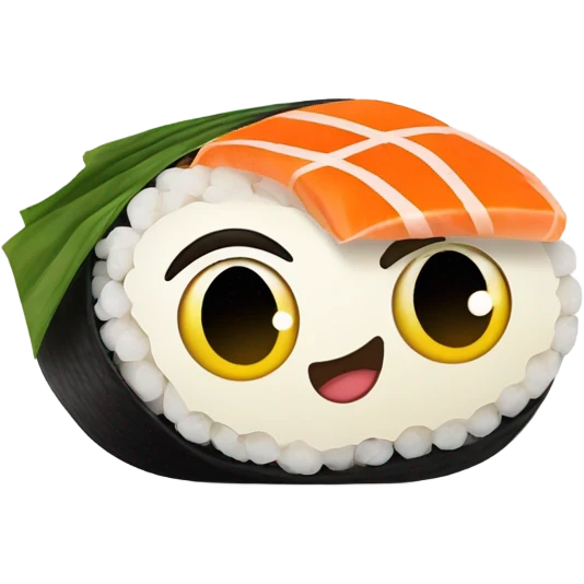 A sushi roll that has a face on it   emoji