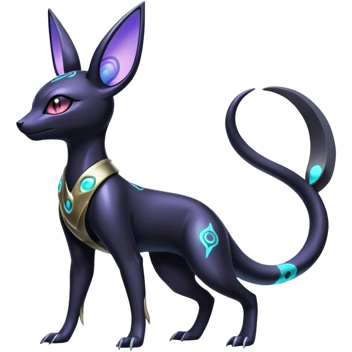 Shiny Ethereal Celestial Futuristic Modern Cyber-Salandit-Umbreon-Espeon-Hybrid (Full body) emoji