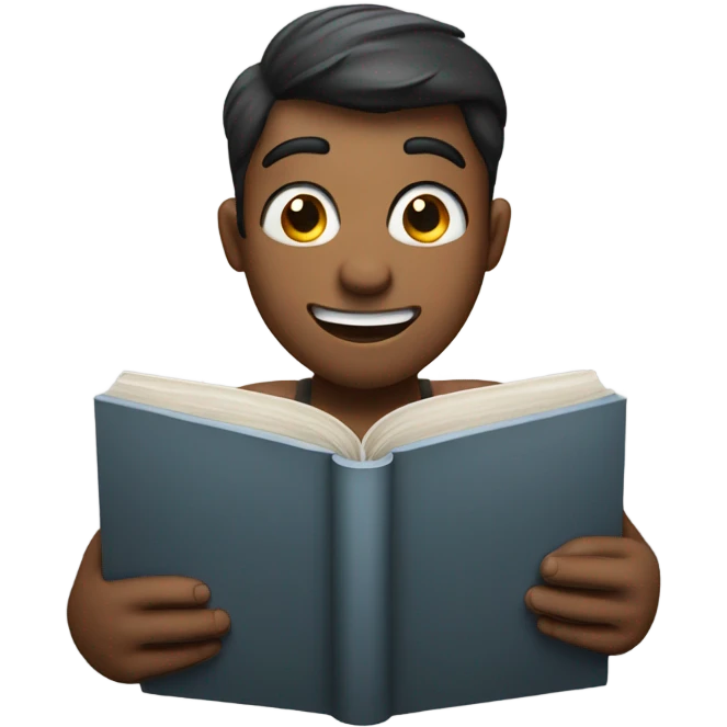 Blushing with a book emoji