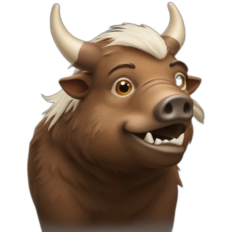 anthropomorphic brown boar with white tusks emoji