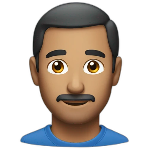 brown man that looks rich like steve jobs also have brown eyes and no facial hiar with a blue polo shirt emoji