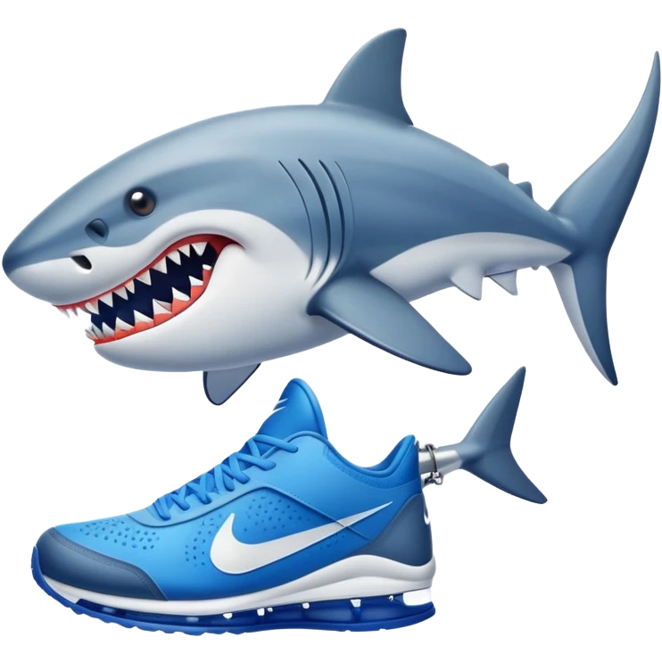 tiburón con piernas y zapatos azules de nike emoji