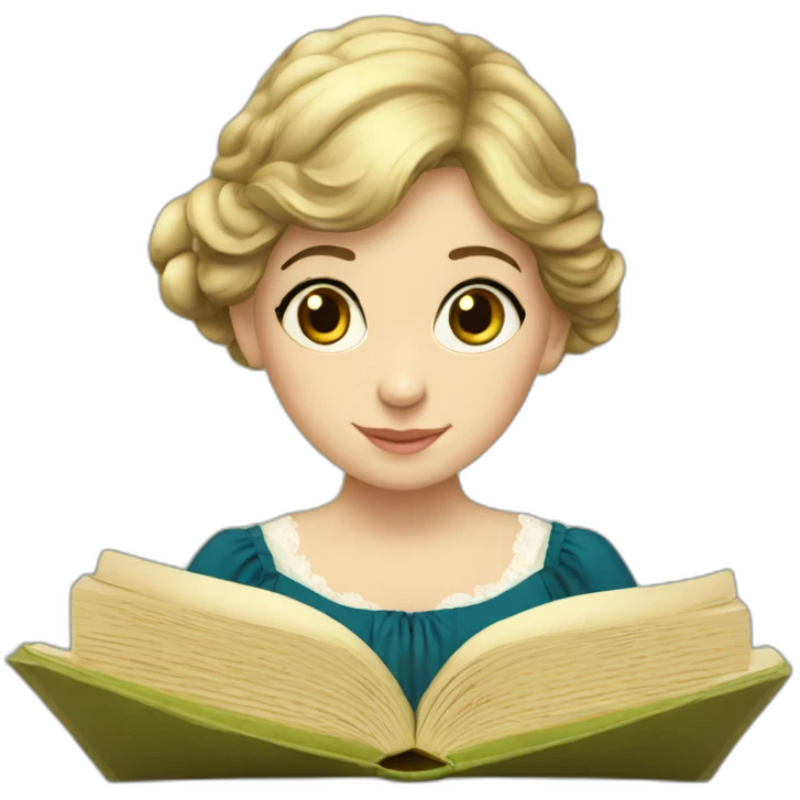 young jane austen reading a book emoji