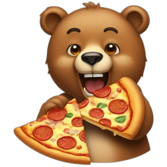 Bear eating pizza emoji