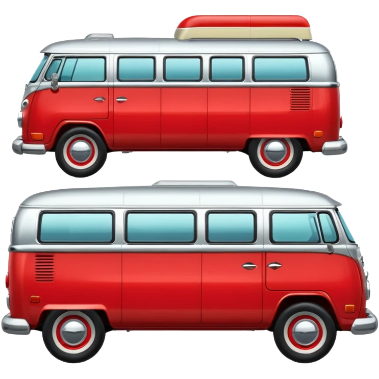 Red retro camper van, side profile emoji