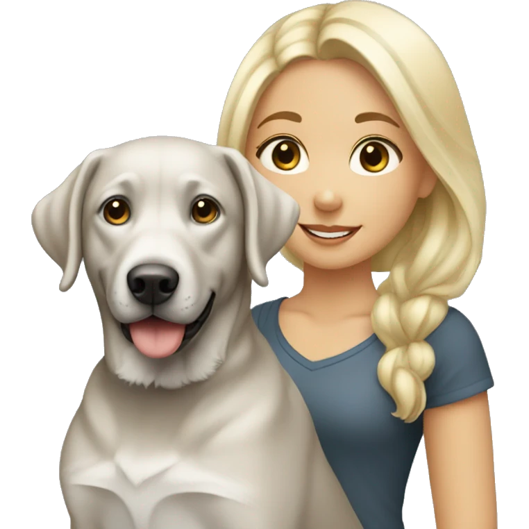 Blonde girl with a silver lab emoji