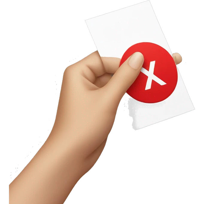 a yellow hand with no nail polish, holding a white card with a red percentage symbol in the middle emoji