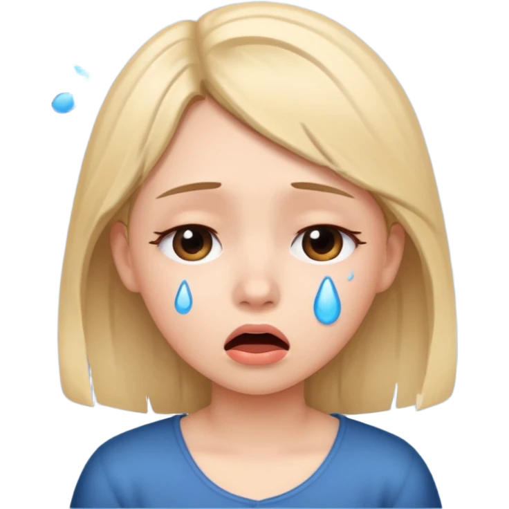 Girl looking sad while singing emoji