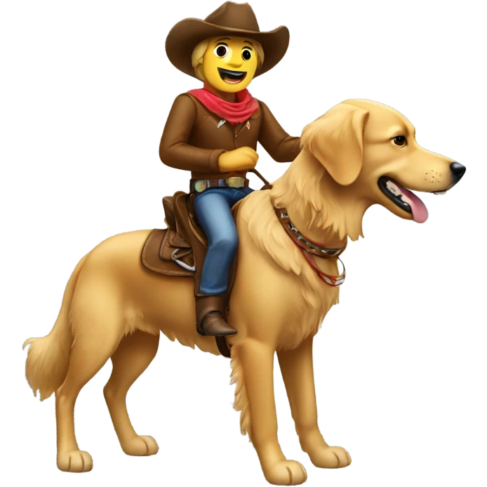 Cowboy riding a Golden retriever  emoji