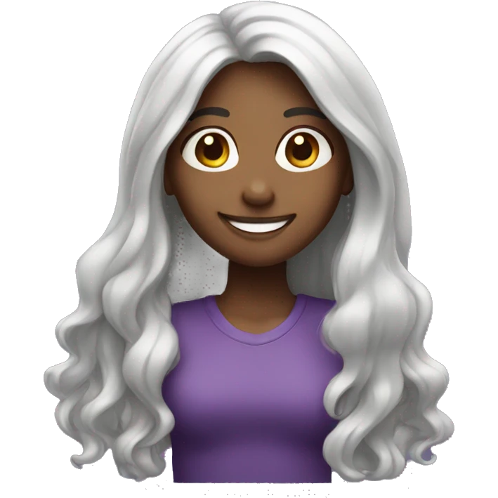 smiling girl with long hair purple emoji