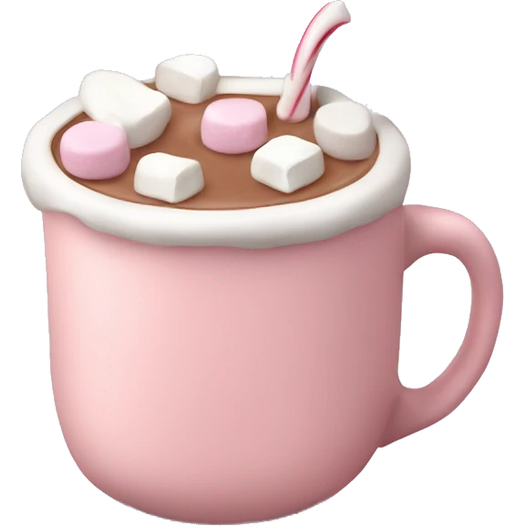 Light Pink mug of hot chocolate with marshmallows  emoji